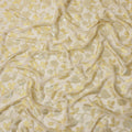Golden Yellow Metallic Floral Embroidered Design Premium Silk Chiffon Fabric, 110 Cms Width, Made in South Korea-D25972