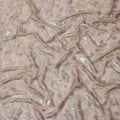 Blush Pink Gold Metallic Floral Embroidered Design Premium Silk Chiffon Fabric, 110 Cms Width, Made in South Korea-D25973