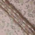 Blush Pink Gold Metallic Floral Embroidered Design Premium Silk Chiffon Fabric, 110 Cms Width, Made in South Korea-D25973