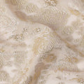 Ivory Gold Metallic Lurex Design Premium Silk Chiffon Fabric, 110 Cms Width, Made in South Korea-D25949