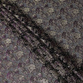 Black Purple Gold Metallic Lurex Design Premium Silk Chiffon Fabric, 110 Cms Width, Made in South Korea-D25952
