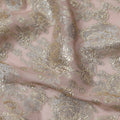 Blush Pink Gold Metallic Lurex Design Premium Silk Chiffon Fabric, 110 Cms Width, Made in South Korea-D25951