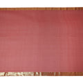 Coral Red Wrinkle Silk Chiffon Fabric with Golden Border Stripe Lightweight Sheer Textured Fabric for Sarees Dresses Dupattas and Crafts 110 Cms Wide South Korea Origin-D27668 Regal Fabrics