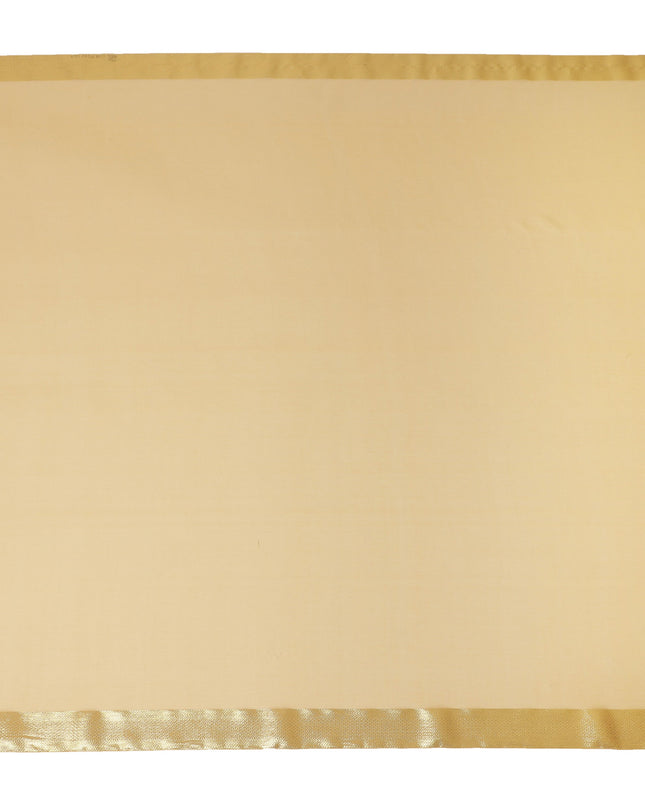 Yellow Wrinkle Silk Chiffon Fabric with Golden Border Stripe Lightweight Sheer Textured Fabric for Sarees Dresses Dupattas and Crafts 110 Cms Wide South Korea Origin-D27666