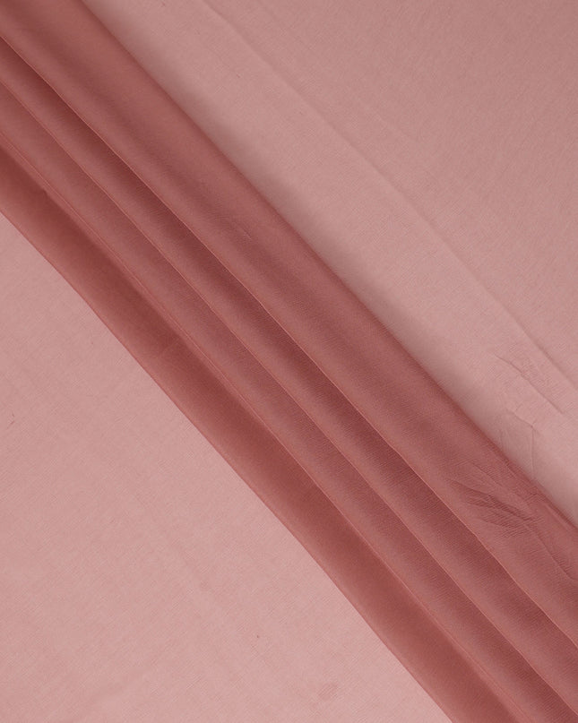 Pink Wrinkle Silk Chiffon Fabric with Golden Border Stripe Lightweight Sheer Textured Fabric for Sarees Dresses Dupattas and Crafts 110 Cms Wide South Korea Origin-D27659