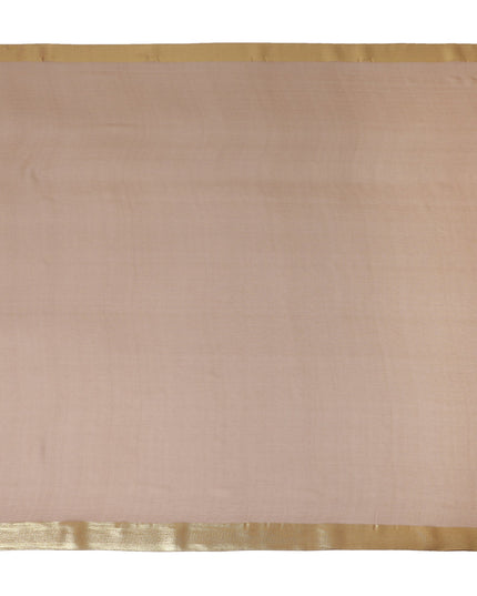 Brown Wrinkle Silk Chiffon Fabric with Golden Border Stripe Lightweight Sheer Textured Fabric for Sarees Dresses Dupattas and Crafts 110 Cms Wide South Korea Origin-D27665 Regal Fabrics