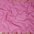 Hot Pink Wrinkle Silk Chiffon Fabric with Golden Border Stripe Lightweight Sheer Textured Fabric for Sarees Dresses Dupattas and Crafts 110 Cms Wide South Korea Origin-D27667 Regal Fabrics