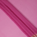 Hot Pink Wrinkle Silk Chiffon Fabric with Golden Border Stripe Lightweight Sheer Textured Fabric for Sarees Dresses Dupattas and Crafts 110 Cms Wide South Korea Origin-D27667 Regal Fabrics