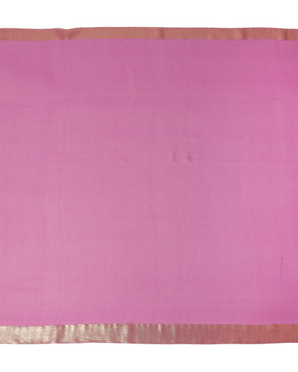 Hot Pink Wrinkle Silk Chiffon Fabric with Golden Border Stripe Lightweight Sheer Textured Fabric for Sarees Dresses Dupattas and Crafts 110 Cms Wide South Korea Origin-D27667 Regal Fabrics