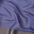 Blue Wrinkle Silk Chiffon Fabric with Golden Border Stripe Lightweight Sheer Textured Fabric for Sarees Dresses Dupattas and Crafts 110 Cms Wide South Korea Origin-D27661