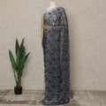 Navy Blue Premium French Metallic Chantilly Lace Saree with Stone Work, 5.5 Mtrs Length, 110 Cms Width, Crafted in France-Blouse Not Included-D26684 - Regal Fabrics
