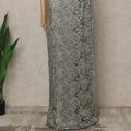 Silver Grey Premium French Metallic Chantilly Lace Saree with Stone Work, 5.5 Mtrs Length, 110 Cms Width, Crafted in France-Blouse Not Included-D26683
