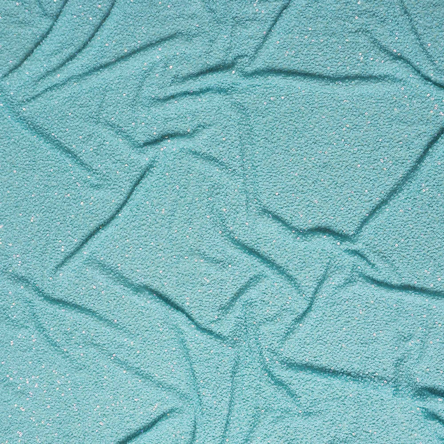 Turquoise Blue Silk Georgette Sequin Fabric 110cm
