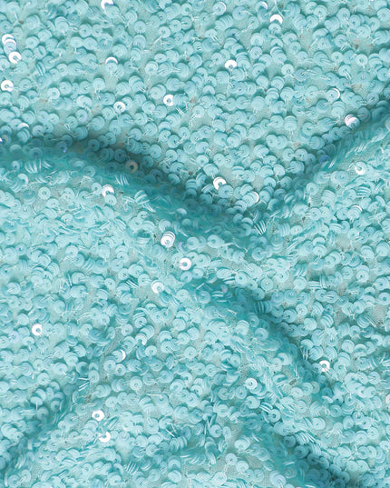 Turquoise Blue Silk Georgette Sequin Fabric 110cm