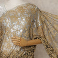 Gold Premium French Chantilly Saree Lace with Stone Work, 5.5 Mtrs, Width 110 Cms, Imported from France  & Blouse Not Included-D26592