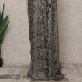 Gunmetal Grey Premium French Metallic Chantilly Lace Saree with Stone Work, Width 110 Cms, 5.5 Mtrs, France-D25575