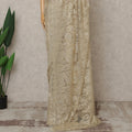 Champagne Gold Premium French Metallic Chantilly Lace Saree with Stone Work, Width 110 Cms, 5.5 Mtrs, France-D25596