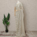 Beige Gold Premium French Metallic Chantilly Lace Saree with Stone Work, Width 110 Cms, 5.5 Mtrs, France-D25594
