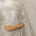 Beige Gold Premium French Metallic Chantilly Lace Saree with Stone Work, Width 110 Cms, 5.5 Mtrs, France-D25594