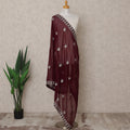 Maroon Floral Motif Embroidered Border Premium Chiffon Dupatta, 225X85 Cms, Made in India-D25769