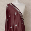 Maroon Floral Motif Embroidered Border Premium Chiffon Dupatta, 225X85 Cms, Made in India-D25769
