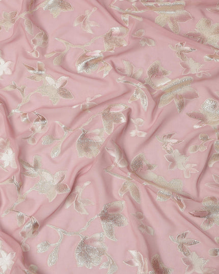 Dusty Pink Traditional Somali Silk Georgette Chiffon Dirac Fabric with Metallic Lurex, 3.5 Mtrs Piece, Width 140 Cms, Made in South Korea-D26511