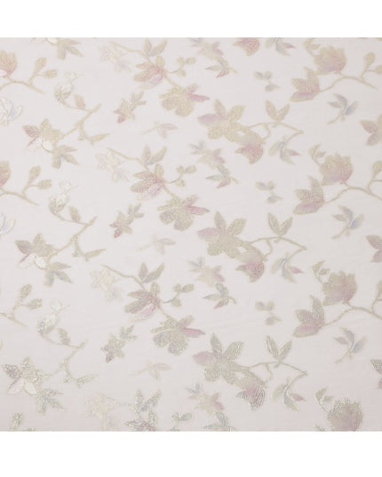 Cream Traditional Somali Silk Georgette Chiffon Dirac Fabric with Metallic Lurex, 3.5 Mtrs Piece, Width 140 Cms, Made in South Korea-D26510