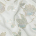 Mint Green Floral Pattern Silk Chiffon Fabric with Metallic Lurex, 140 Cms, South Korea-D25485