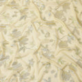 Pastel Yellow Floral Silk Chiffon Fabric with Metallic Lurex, 140 Cms, South Korea-D25482