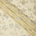 Pastel Yellow Floral Silk Chiffon Fabric with Metallic Lurex, 140 Cms, South Korea-D25482