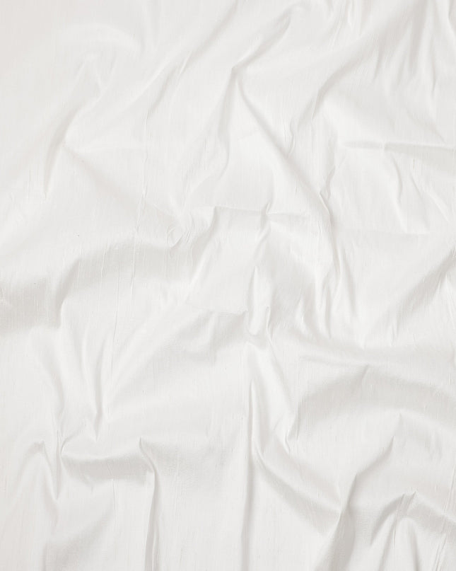 White Plain Pure Raw Silk Fabric, 140 Cms Width, Made in India-D25980