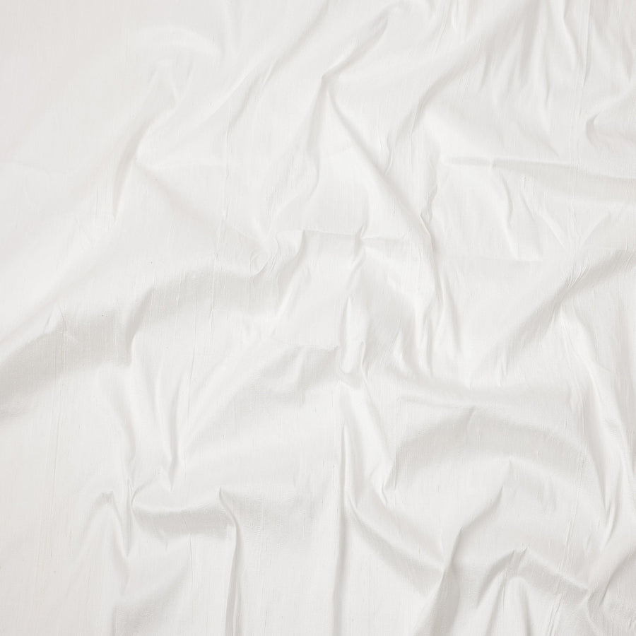 White Plain Pure Raw Silk Fabric, 140 Cms Width, Made in India-D25980