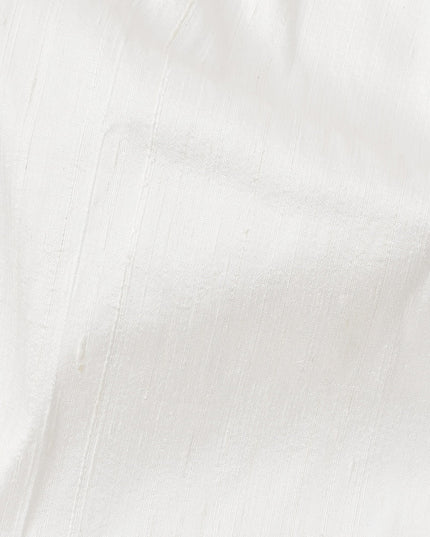 White Plain Pure Raw Silk Fabric, 140 Cms Width, Made in India-D25980
