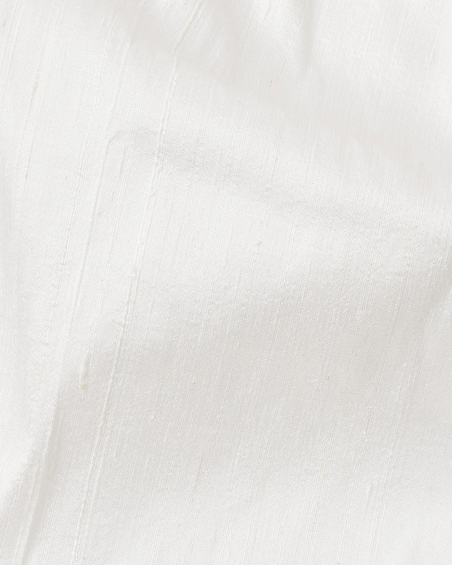 White Plain Pure Raw Silk Fabric, 140 Cms Width, Made in India-D25980