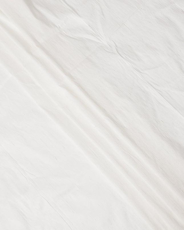 White Plain Pure Raw Silk Fabric, 140 Cms Width, Made in India-D25980