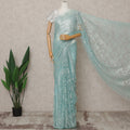 Sea Blue Premium French Metallic Chantilly Lace Saree Fabric – 5.5 Meters Length, Width 110 Cms, Made in France-D25608