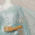 Sea Blue Premium French Metallic Chantilly Lace Saree Fabric – 5.5 Meters Length, Width 110 Cms, Made in France-D25608