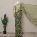 Green & Black Premium French 2-Tone Chantilly Lace Saree Fabric – 5.5 Meters Length, 110 Cms Width, Imported from France-D25706