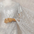 Pearl White French Chantilly Lace Saree 5.5m