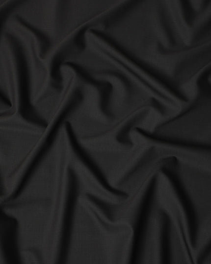 Charcoal Black Premium Blended Poly Wool Suiting Fabric 150 Cm Width Durable Breathable Smooth Finish Wrinkle Resistant Fabric For Suits Blazers Trousers Formal Wear Made In India-D28851 Regal Fabrics