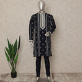 Blue Cotton Silk Men's Kurta Pajama - D29302