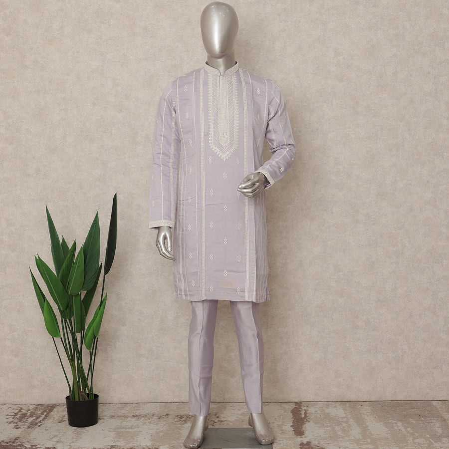 Purple Cotton Silk Men's Kurta Pajama - D29303