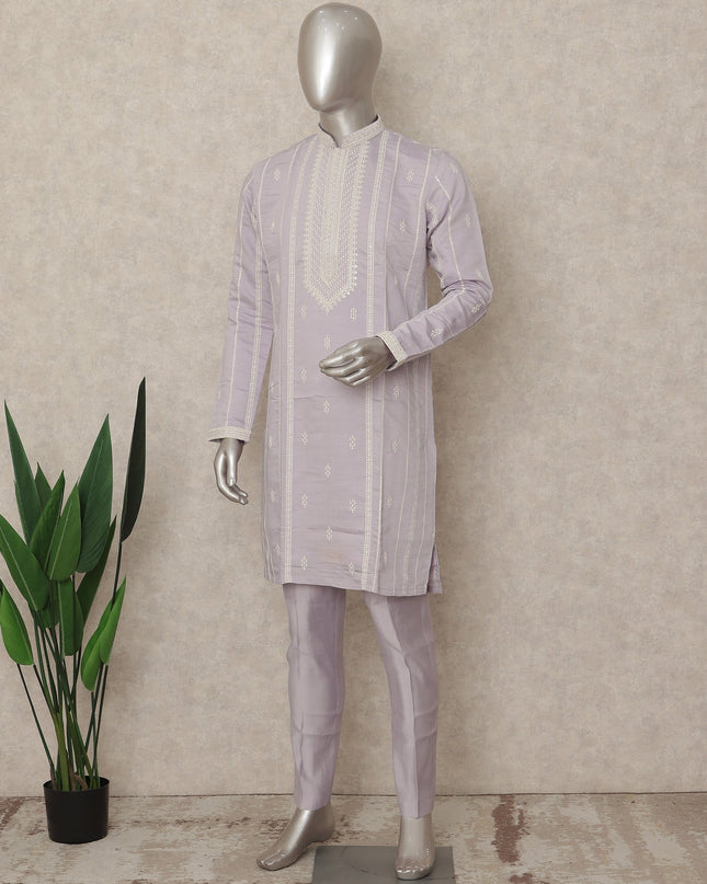 Purple Cotton Silk Men's Kurta Pajama - D29303