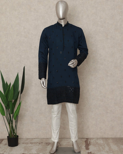 Blue Silk Men's Kurta Pajama - D29309