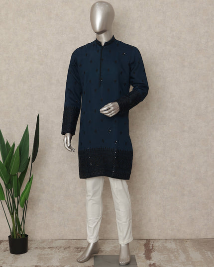 Blue Silk Men's Kurta Pajama - D29309