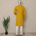 Mustard Yellow Raw Silk Kurta Pyjama Set Men