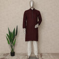 Wine Maroon Chikankari Cotton Kurta Pyjama Set
