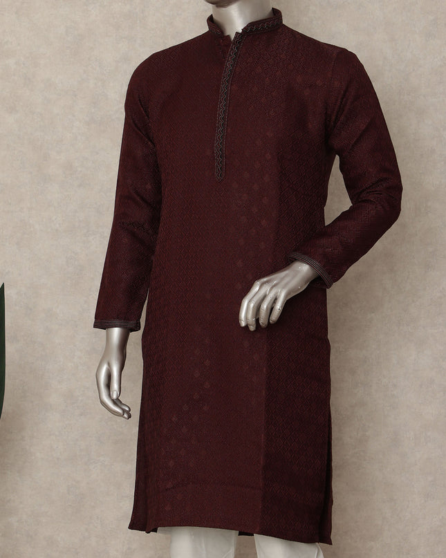 Wine Maroon Chikankari Cotton Kurta Pyjama Set