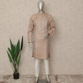 Tan Beige Raw Silk Chikankari Kurta Set Men