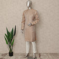 Tan Beige Raw Silk Chikankari Kurta Set Men